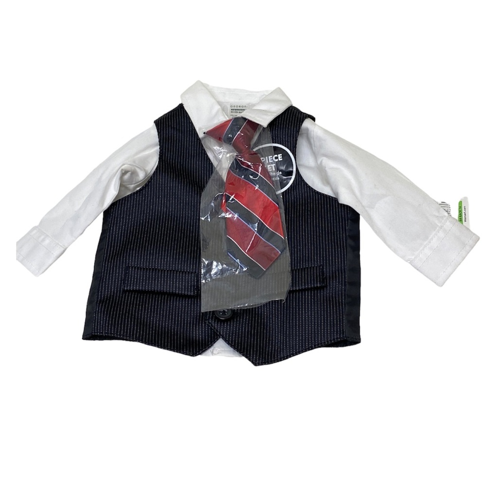 NWT Newborn Boys Shirt Vest & Tie
